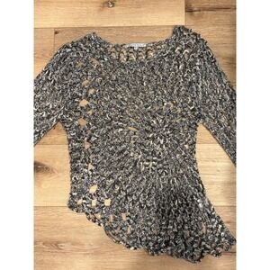 Tempo Paris Marled Black & Cream Crochet Top in Medium